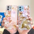 UCUC for OPPO F19 Pro A94 Cover Tempered Glass Golden Pearl Luxury Metallic Lens Phone Case. 