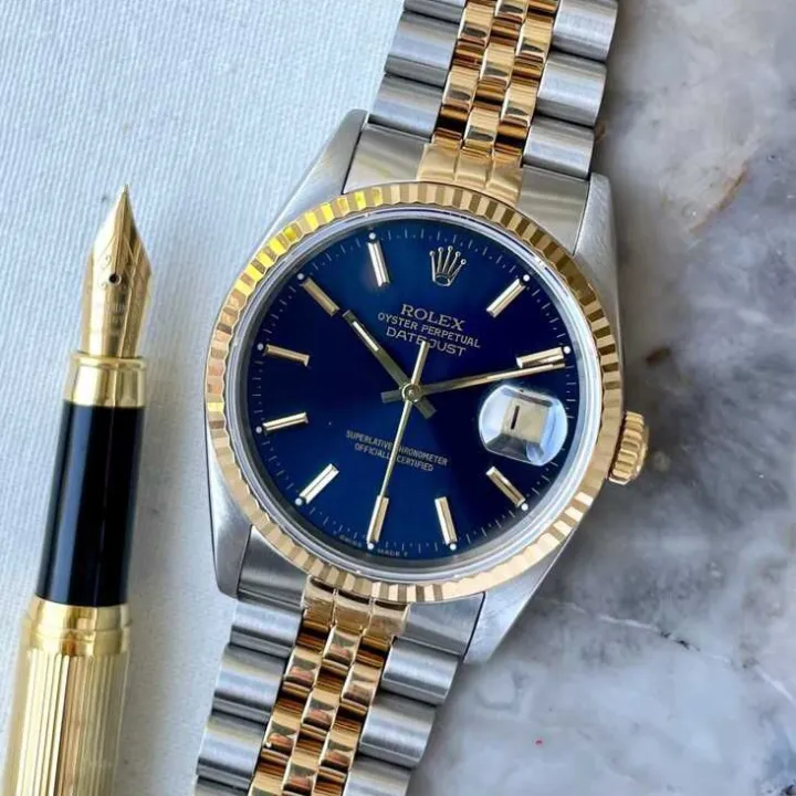 Premium Grade Oyster Datejust High Quality Stainless Steel Watch With Date Business Chain Quartz Analog Casual Fashion Watch for Men Gents - Black Blue White Gold 136395986 High-Five LK