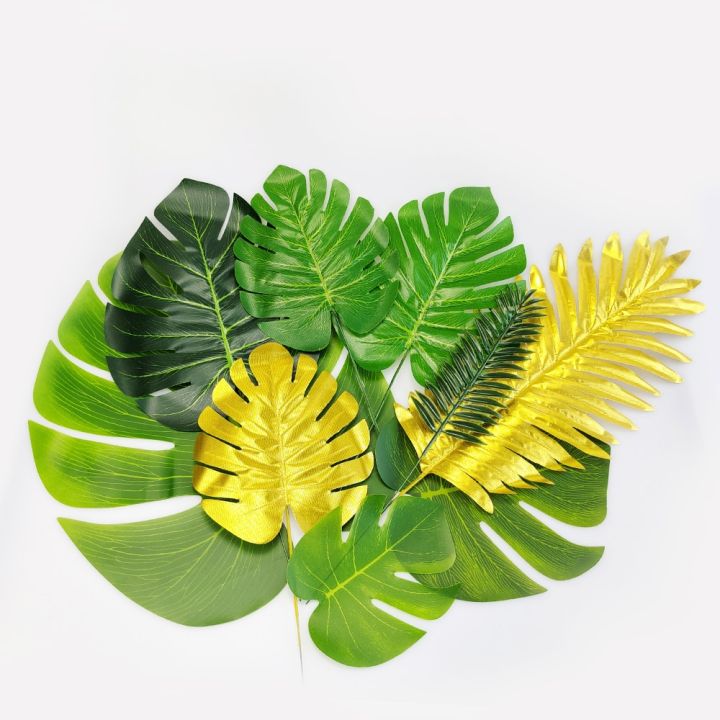 Artificial%20Turtle%20Leaves%20Green%20Gold%20Tropical%20Palm%20Leaves%20Monstera%20Leaves%20for%20Jungle%20Birthday%20Hawaiian%20Party%20Decorations%20-%20Image%202