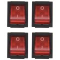 4X Red Light 4 Pin DPST ON/OFF Snap in Rocker Switch 15A/250V 20A/125V AC 28X22mm. 