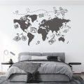 【Folio & Light】Go Travel World Map Wall Sticker Office Travel Agency Holiday House Home Bedroom Art Deco Creative Vinyl Decal Mural D3. 