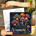 Fungi Coloring Book 24 Page Books Gift For Birthday Party Relieve Stress Kill Time Graffiti Painting Drawing Art. 