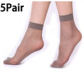 1/5Pairs Skin Color Ultrathin Women Socks Summer Transparent Crystal Silk Socks High Elastic Ankle Invisible Short Sock. 