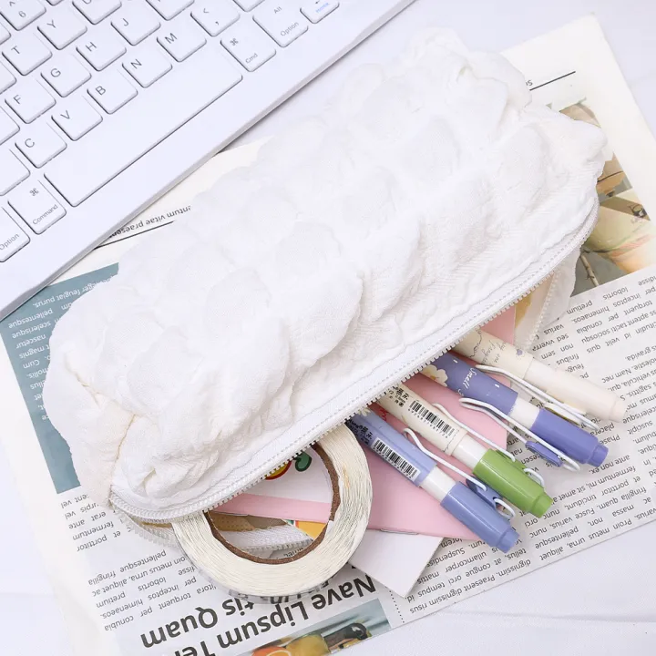 Ins%20Style%20Fabric%20Pencil%20Case%20Creative%20Cream%20Puff%20Student%20Pencil%20Bag%20Large%20Capicity%20Zipper%20Pen%20Pouch%20Girl%20Stationary%20Cute%20Makeup%20Storage%20School%20Supplies%201Pcs%20-%20Image%204