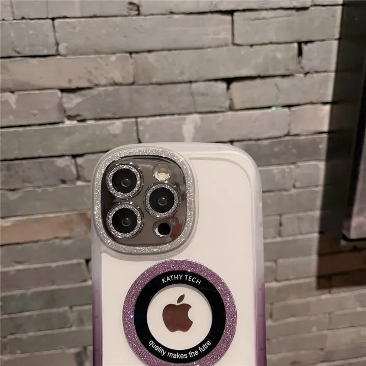 HOCE%20Glitter%20Clear%20Logo%20Hole%20Magnetic%20Phone%20Cases%20For%20iPhone%2013%2014%20Pro%20Max%2014%2013%20MagSafe%20Case%20With%20Lens%20Film%20Protector%20Gradient%20Soft%20Bumper%20Hard%20Back%20Cover%20-%20Image%206