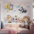 Nordic Cartoon Animals Wall Stickers for Children Kids Rooms Girls Boys Baby Room Decoration Wallpaper Elephant Panda Giraffe. 