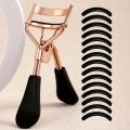 1 Portable Eyelash Curler with 15 Silicone Pads, Stainless Steel Curved Handle Eyelash Curler, Curl and Shape, No Damage to Eyelashes, Eyelash Lifting, Big Eyes, Suitable for Women's Eyelashes. 