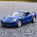 【Hengli jewelry story】Railed/Motor/Cars/Bicycles Chevrolet Corvette C7 Grand Sport Simulation & Toy RMZ 1:36 Alloy Car Model. 