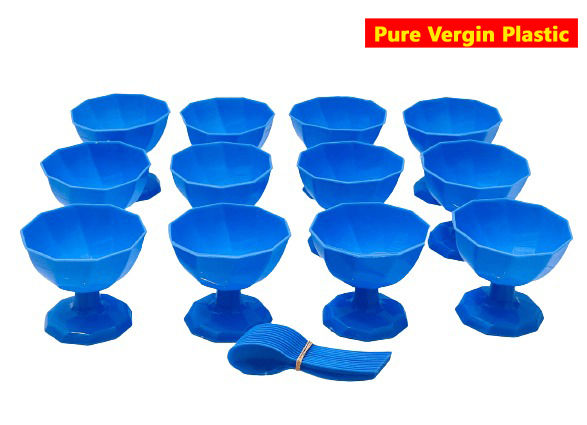 12 Pcs Pure Virgin Plastic Ice Cream Cup with Spoon