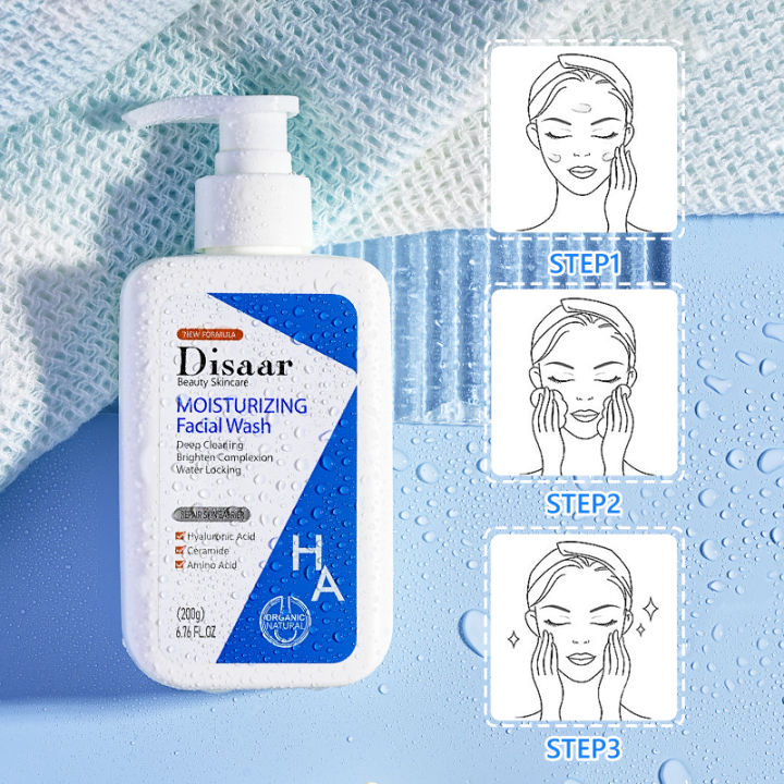 Disaar%20Moisturizing%20Face%20Wash%20Cream%20200g%20Hyaluronic%20Acid%20Foam%20Gel%20Deep%20Cleaning%20Brigheten%20Complexion%20Water%20Locking%20Facial%20Care%20-%20Image%202