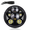 12V Motorcycle Headlight Round LED Driving Lamp Head Lamp, 2 Lighting Modes, Fit for 5.75 inches, Retro Turn Signal. 