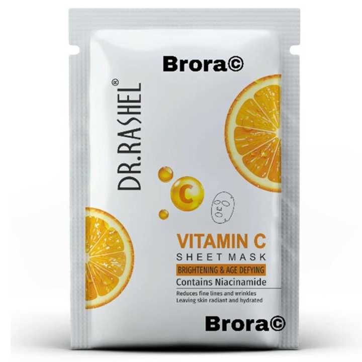 Dr.Rashel Vitamin C Sheet face Mask Brightening Hydrating Moisturizing Age Defying Reduce Fine Lines & Wrinkles - 1 Pc