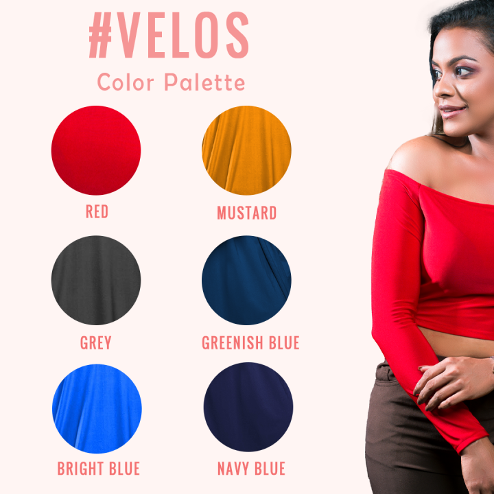 VELOS Designed Women`s Casual Long Sleeves Crop Top