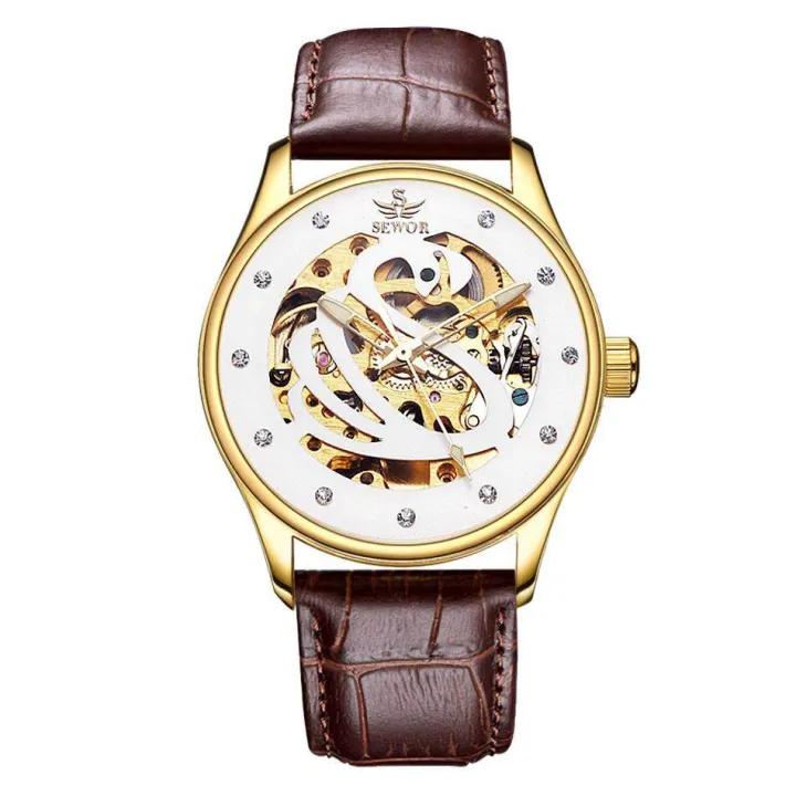 NEW SEWOR Brand Business Men Watch Automatic Mechanical Watch Skeleton Silver Dress Watches Casual Fashion WristWatch XR1561