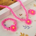【LuxeGlow】Friendly Resin Infant Nice Baby Flower Necklace Bracelet  Finger Ring Set Kids Jewelry Set Children Accessories Handmade. 