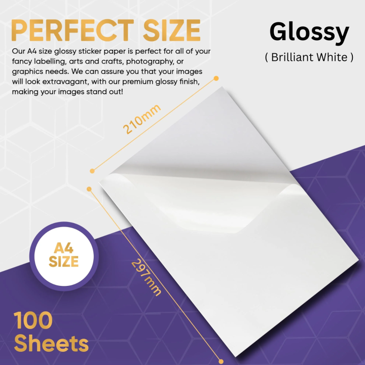 Glossy Sticker Paper A4 brillant white self adhesive sheets