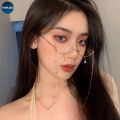 【v】Tik Tok Influencer Same Style Lower Half Frame Glasses Female Water Drop No Lens Decoration V. 