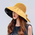 Spring Summer Hat For Women Big Wide Brim Women Bucket Hat Solid Color Foldable UV Protection Outdoor Beach Panama Cap Sun Hats Jessica. 