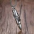Stainless Steel Eagle Bullet Pendant Necklace Silver. 