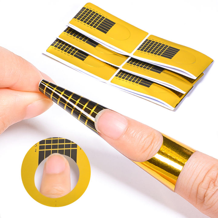 100 pcs/pack Professional French Nail Form Tips-Reusable Acrylic and Gel Extension Nail Stickers with Curl Form Design
