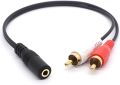 30cm 3.5mm Audio Jack Female to 2RCA Male Audio Cable For Connecting PC to Amplifier. 