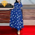Women Dot Dress Vintage Polka Dot Maxi Dress with Belt Retro A-line Ankle Length Women's Dress Dot Print Dress. 