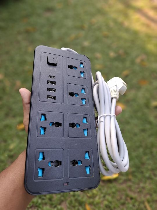 Multi Plug Power Source Multi Plug Power Cord Socket Universal Plug 3 USB 1 Type C Charging ...