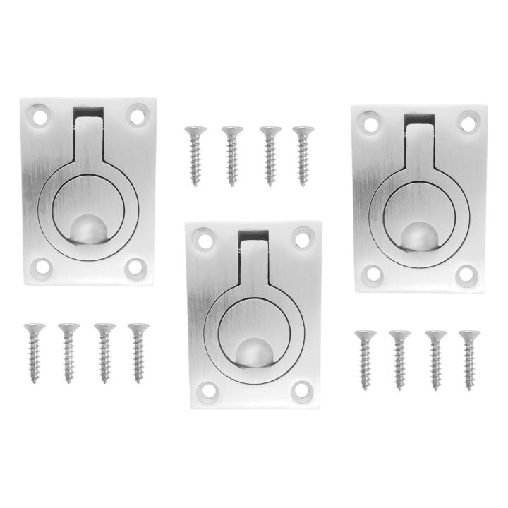 Flush Ring Pull Handle 3 Pack Stainless Steel Square Flush Pull Ring