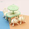 Pretend Play Outdoor Dinign Table and Chair Set Exquisite Activity Picnic Dinner Toys Picnic Table with Parasols for Birthday Gift Preschool. 