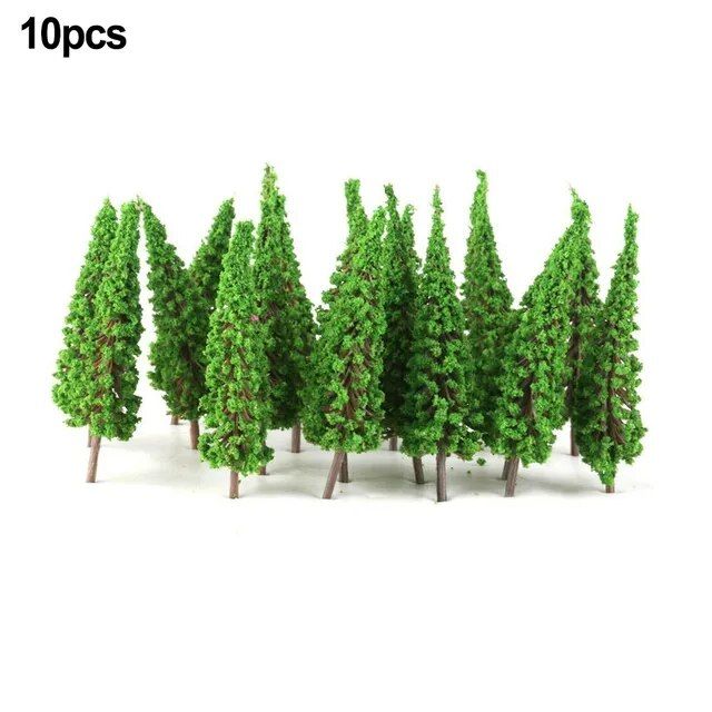 Reading Writing 10Pcs Pine Trees 1:25 Model Train Railway Building ...