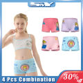 SMY 4 Pieces/Lot 2-12Y Children Underwear High Quality Cotton Girls Panties Cute Cat Pattern Kids Boxer Briefs Child Soft girl Pants. 