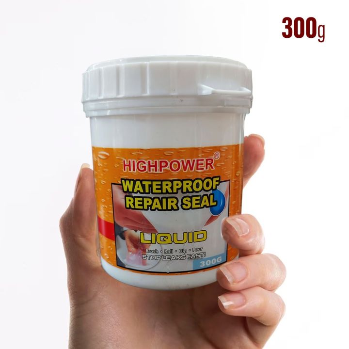 Waterproofing patch & seal repair liquid for roofs, walls, corners, wall roots, external wall cracks, toilet leaks, pipe leaks, substrate, joints, windows, car roofs, pvc pipe joints, drains, chimneys, pools, etc 300g Highpower Brand