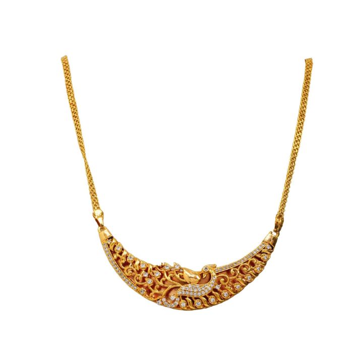 Gold Plated Traditional Bridal Sawadi Pendant With 04MM Bismark Chain Long For Women
