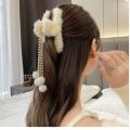 Korean Style Temperament Plush Tassel Hair Clips For Girls Women Pearl Elegant Fashion Hair Accessories. 