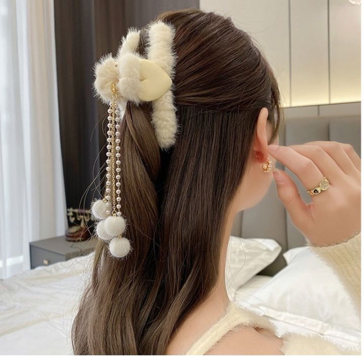 Korean%20Style%20Temperament%20Plush%20Tassel%20Hair%20Clips%20For%20Girls%20Women%20Pearl%20Elegant%20Fashion%20Hair%20Accessories%20-%20Image%203