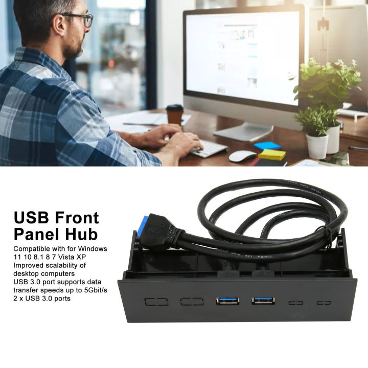 USB%20Front%20Panel%20Hub,%202%20Ports%205.25in%20Front%20Panel%20Easy%20Installation%20for%20PC%20Case%20-%20Image%202