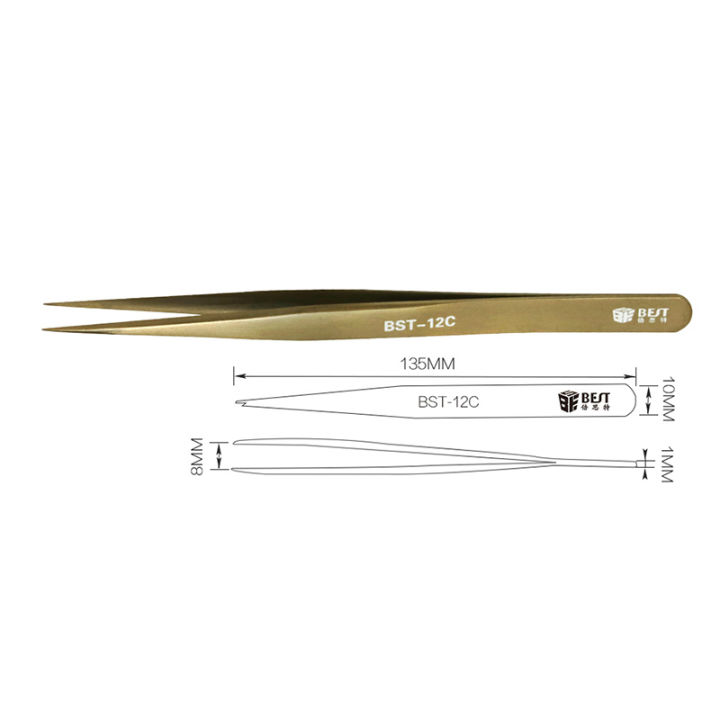 【StyleVoyager】BEST Precision Tweezers ESD 302 Stainless Steel Anti acid Mrico Forceps for Phone Motherboard Repair Eyelashes Extension