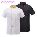 Chef Coat Summer Chef Uniform Short Sleeve Stand Collar Stain-resistant Cook Kitchen Restaurant Top Breathable Loose Fit for Chef Shirt. 