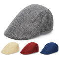 EB Men's British Cotton Linen Beret - Duckbill Breathable Cap. 