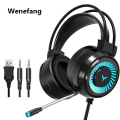 Wenefang 【New design】Gaming Headsets Gamer Headphone 7.1 Surround Sound Stereo Wired Earphones Usb Mic Colourful Light For Ps4 Pc Lap Game Headset. 