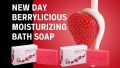 NEW DAY Berrylicious Moisturizing Soaps For Bath | Bath Soap Infused With Strawberry Extracts, & Vitamin E | Bathing Soap For Moisturizing & Cleansing, 125g per Soap, 3 QTY(FROM INDIA)NUZ. 
