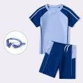 Summer New Boys' Quick-Drying Split Short-Sleeved Swimsuit Swimming Trunks Super Cute Not Tight round Neck Children's Swimsuit Men. 