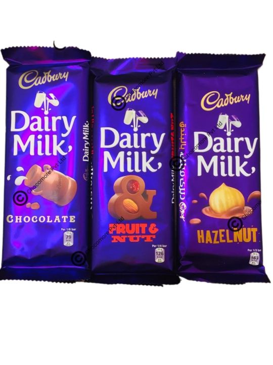 Cadbury Dairy Milk Chocolate ,Fruit and Nut ,Hazelnut 90g x 3Pcs Combo Egypt 🇪🇬