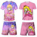 Super Mario Suit Peach Princess T-shirts Kids Girls Clothes Sets Boys T-shirt Shorts 2 Pcs Suits Children's Tops Short Pants Set. 