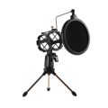 Mini Desktop Microphone tand + hock Mount Mic Holder + Pop Filter Kit. 