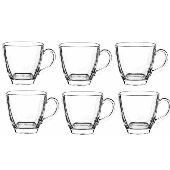 Pack of 6 Glass Home Deocr Tableware Serving Tea Coffee Cups set (Clear)