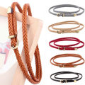 【Ready Stock&COD】Women Faux Leather Belts Candy Color Thin Skinny Waistband Adjustable Dress Belt. 