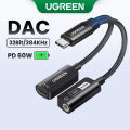 UGREEN 2 in 1 External USB Audio Sound Card DAC USB Type C to Hifi 3.5mm Sound Card to USB C PD 60W Charging Cable Adapter Compatible with  iPhone 15 Pro Max, Macbook 13 iPad Pro Samsung S24 S23 Ultra, Headphone, Speaker. 