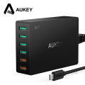 AUKEY PA-T11 6 Port Multi USB 60W Qualcomm Quick Charge 3.0 Fast Turbo Wall Charger Type C Charging Station Phone Desktop+ Cable. 
