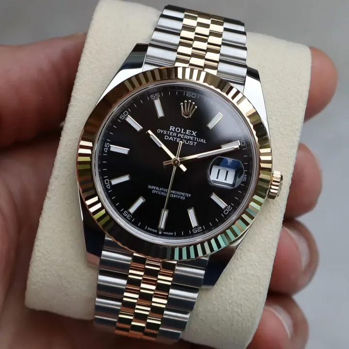 Premium Grade Oyster Datejust High Quality Stainless Steel Watch With Date Business Chain Quartz Analog Casual Fashion Watch for Men Gents - Black Blue White Gold 136400450 High-Five LK
